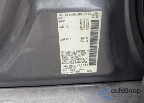 2016 Nissan Altima 2.5 Sv из США, поврежденный, VIN 1N4AL3APXGC173211